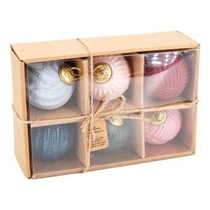 Hallmark Glass Christmas Ball Ornaments Asst Colors Set Of 6 Boxed Set New